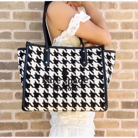 kate spade Bags Kate Spade Large Zip Tote Jacquard Black White